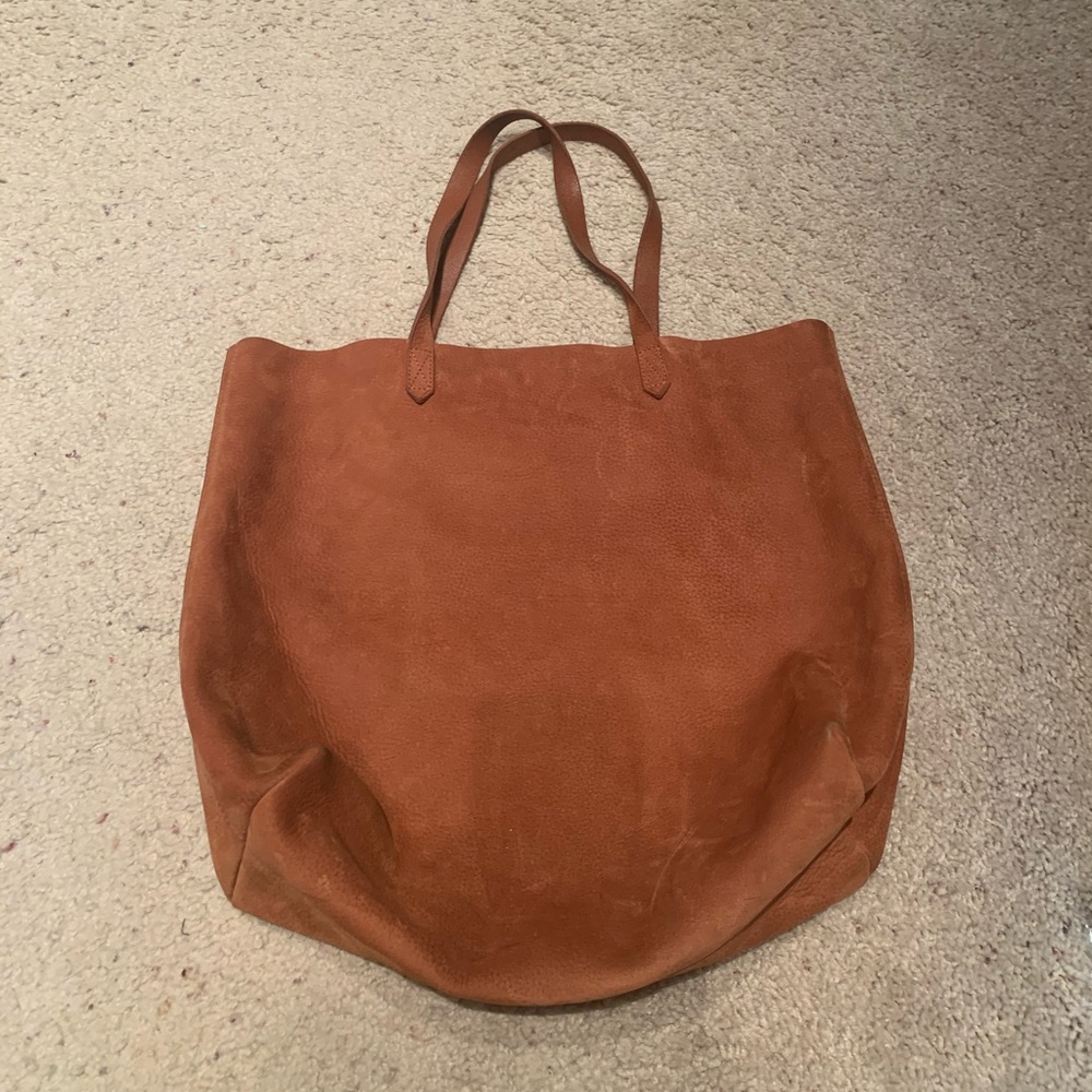 Madewell Raw Natural Large Leather Brown Bag